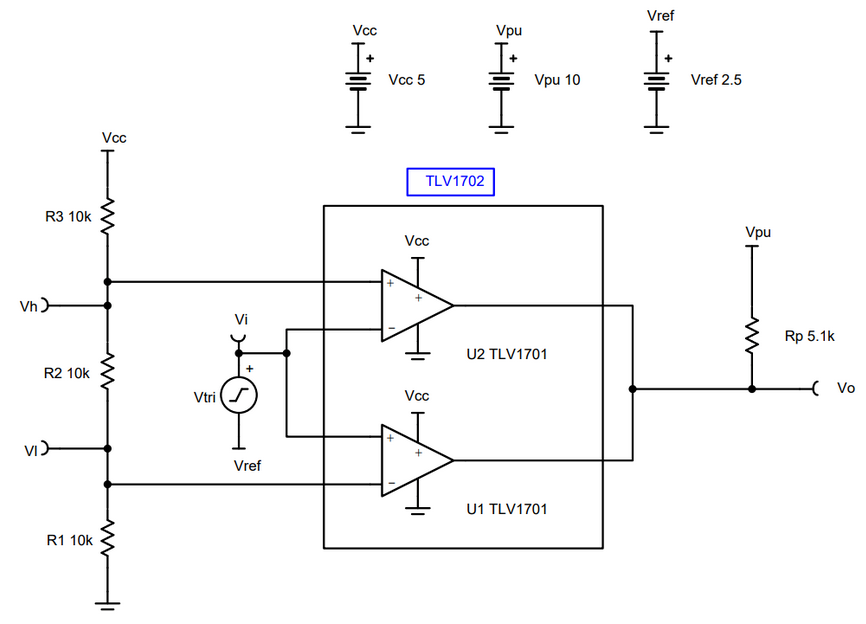 Window comparator schematic Window comparator schematic